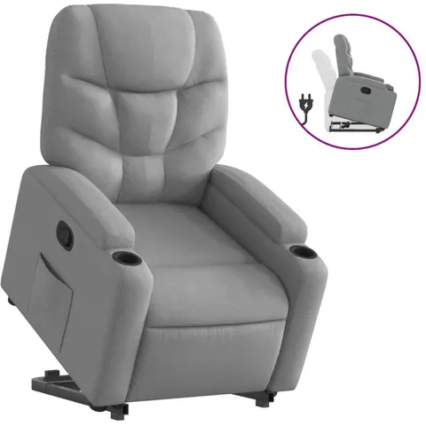 vidaXL Fauteuil inclinable Gris clair Tissu – 170841 – image 2