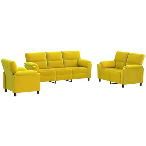 vidaXL Ensemble de Canapés 3 pcs Jaune Velours – 295044 – image 2