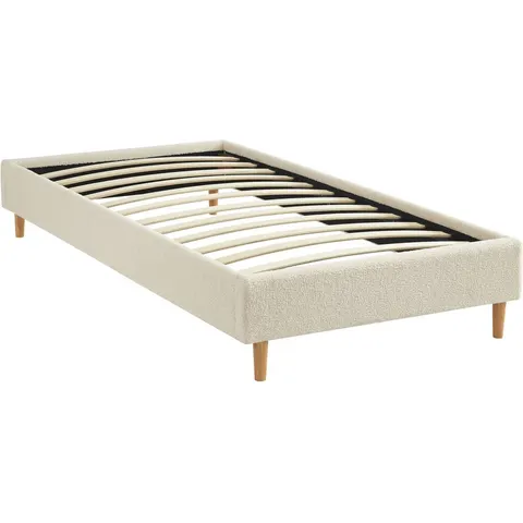 sweeek - Bed met lattenbodem, bouclé afwerking, wit – 508432 – afbeelding 2