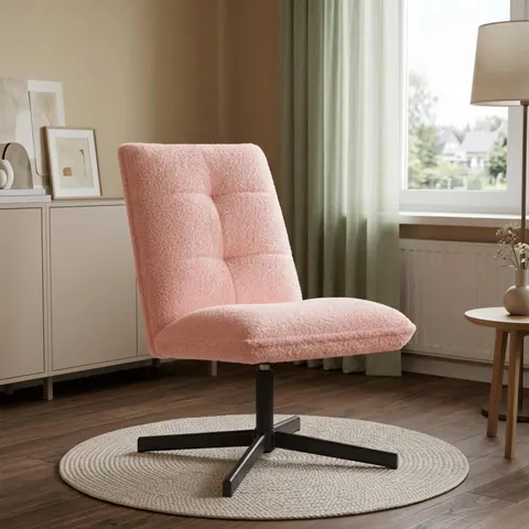 vidaXL Chaise pivotante Rose Bouclé – image 2
