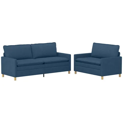 vidaXL Ensemble de Canapés 2 pc Bleu Tissu – 594173 – image 2