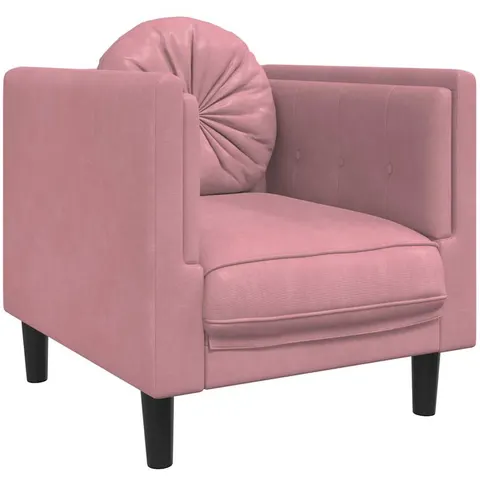 vidaXL Fauteuil avec coussin rose velours – image 2
