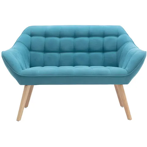 Vente-unique Canapé 2 places en tissu bleu CASERTA – image 3