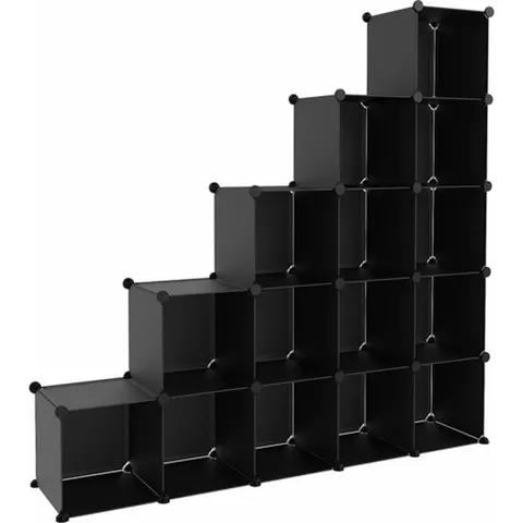 vidaXL Cubes de rangement 15 pcs Noir PP – image 2