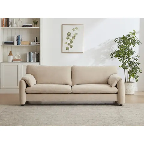 vente-unique.com Canapé fixe polyester 3 places beige 228x80x89cm – image 3