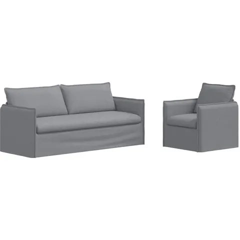 vidaXL Ensemble de Canapés 2 pc Gris clair Tissu – 374980 – image 2
