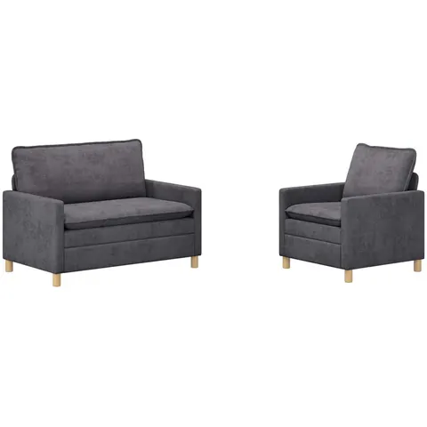 vidaXL Ensemble de Canapés 2 pc Gris foncé Polyester – 593404 – image 2