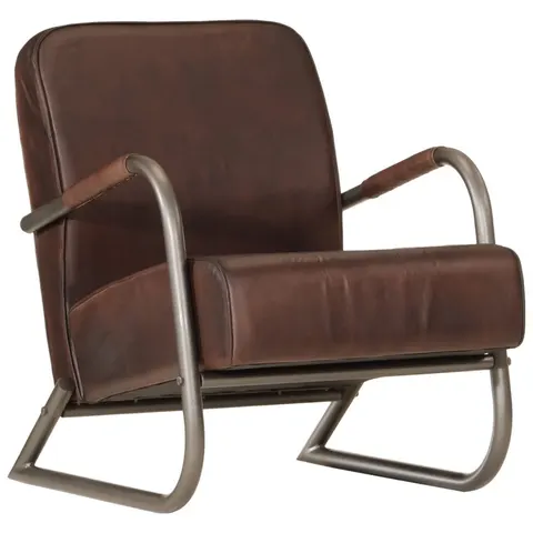 vidaXL Fauteuil marron cuir véritable – 086593 – image 2
