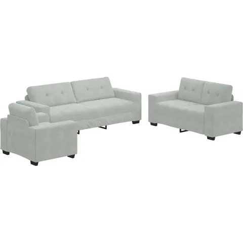 vidaXL Ensemble de Canapés 3 pc Gris clair Velours – image 2