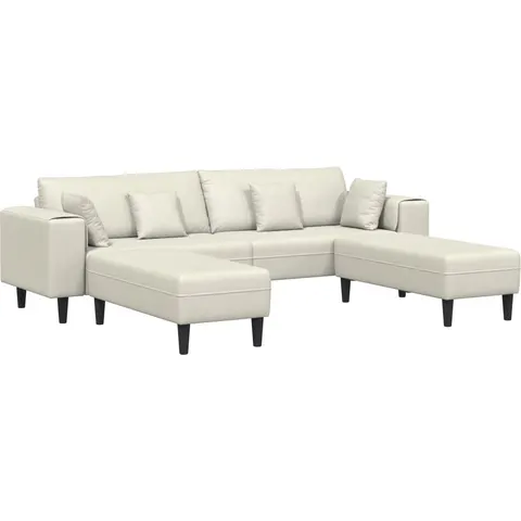 vidaXL Canapé 3 pc Crème Velours – image 3