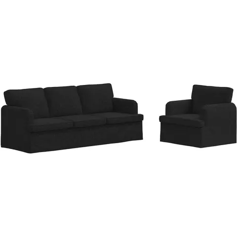 vidaXL Ensemble de Canapés 2 pc Noir tissu – 374935 – image 2