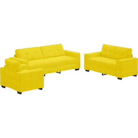 vidaXL Ensemble de Canapés 3 pc Jaune Velours – image 2