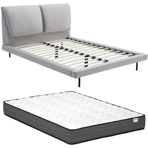 Vente-unique Bedframe fluweel grijs 160 x 200 cm – afbeelding 2