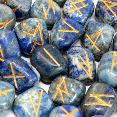 Runes Stone Set in Pouch - Lapis – afbeelding 2