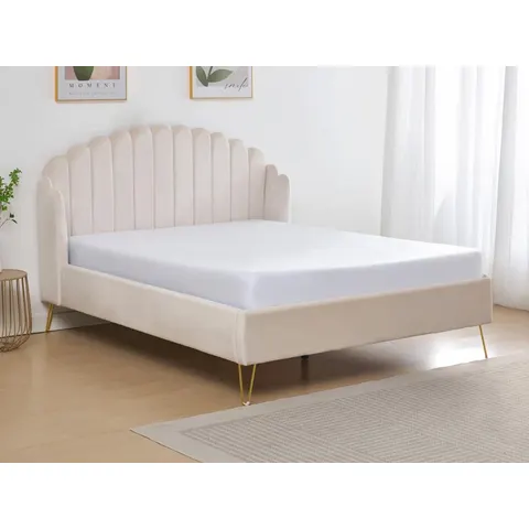 Vente-unique Bedframe fluweel beige 160 x 200 cm – 148541 – afbeelding 2