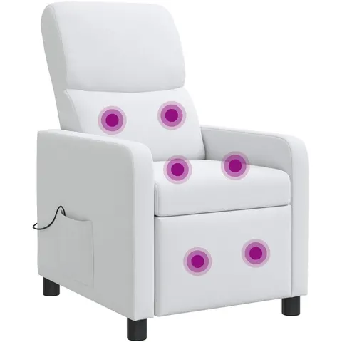 vidaXL Fauteuil de massage inclinable Blanc Polyester – image 2