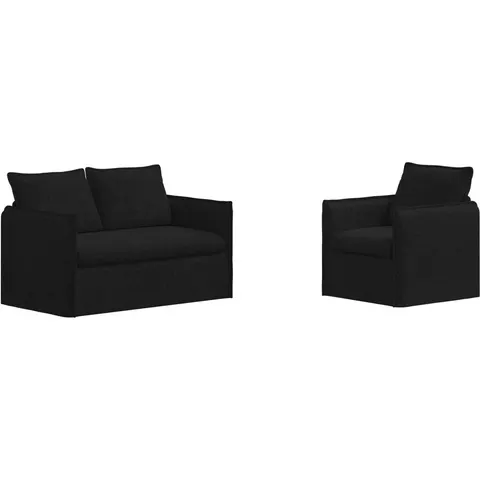 vidaXL Ensemble de Canapés 2 pc Noir Tissu – 374126 – image 2