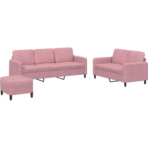 vidaXL Ensemble de canapés 3 pcs rose velours – 069947 – image 2