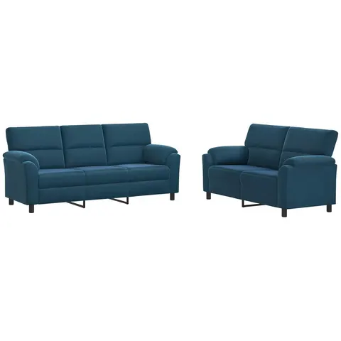 vidaXL Ensemble de Canapés 2 pcs Bleu Velours – 295488 – image 2