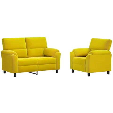 vidaXL Ensemble de Canapés 2 pcs Jaune Velours – 294627 – image 2