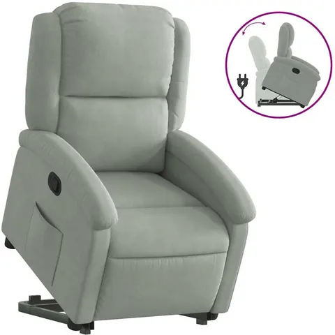 vidaXL Fauteuil inclinable Gris clair Velours – 167889 – image 2