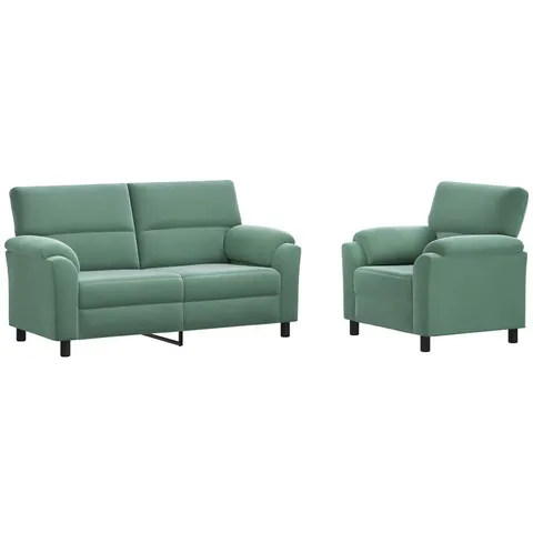 vidaXL Ensemble de Canapés 2 pcs Vert Mer Velours – 294801 – image 2
