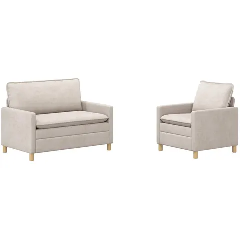 vidaXL Ensemble de Canapés 2 pc Crème Polyester – 593374 – image 2