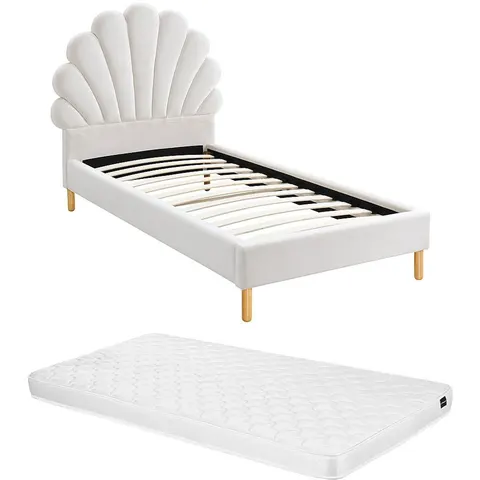 Vente-unique Bedframe fluweel wit 90 x 190 cm – 185065 – afbeelding 2