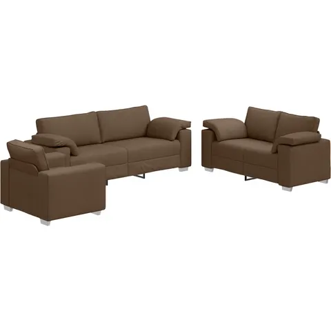 vidaXL Canapé 3 pc Marron tissu – 678416 – image 2