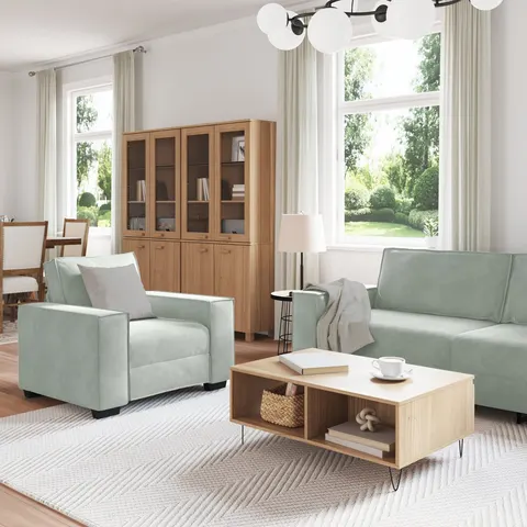 vidaXL Canapé 3 pc Gris clair Velours – 677976 – image 3