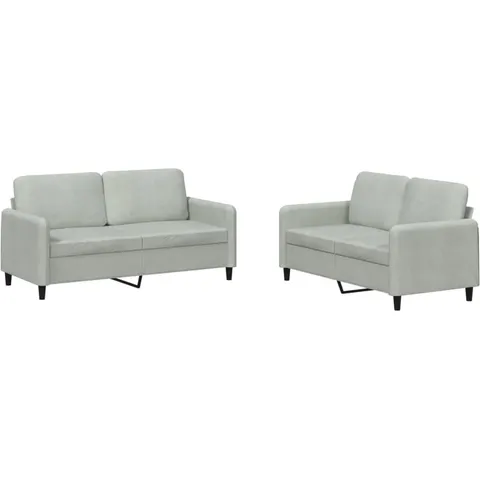 vidaXL Ensemble de canapés 2 pcs gris clair velours – 069411 – image 2