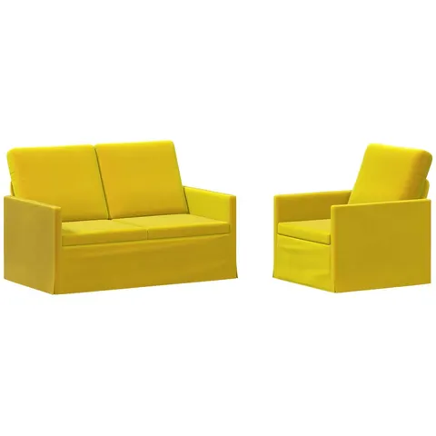 vidaXL Ensemble de Canapés 2 pcs Jaune Velours (V) – 320470 – image 2