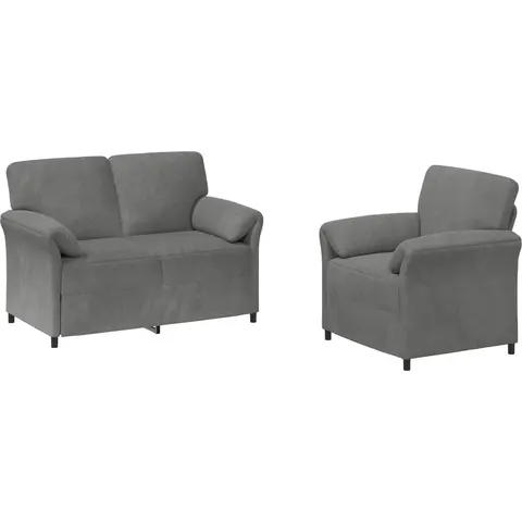 vidaXL Ensemble de Canapés 2 pc Gris foncé Velours – 776630 – image 2