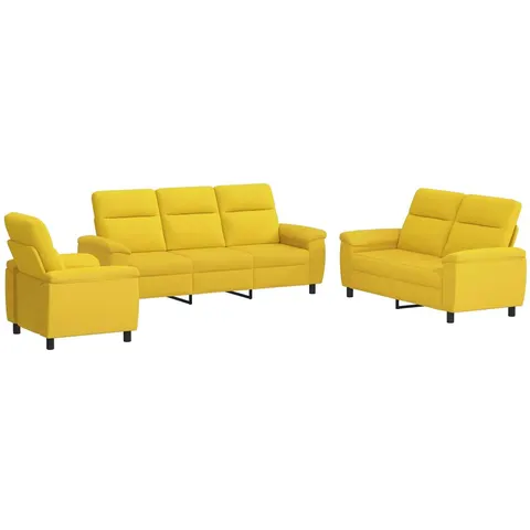 vidaXL Ensemble de Canapés 3 pcs Jaune clair Tissu – 296881 – image 2