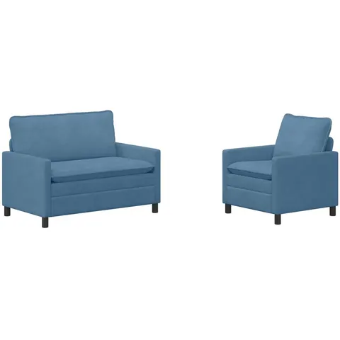 vidaXL Ensemble de Canapés 2 pc Bleu Tissu – 593350 – image 2