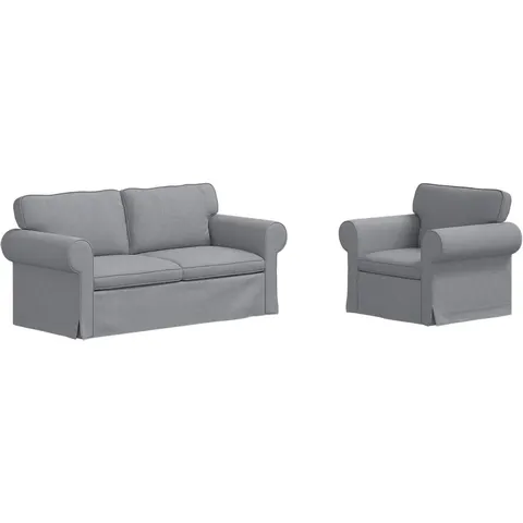 vidaXL Ensemble de Canapés 2 pc Gris clair tissu – 374171 – image 2