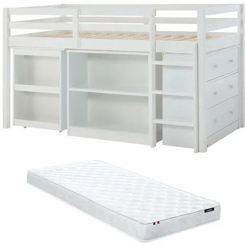 Vente-unique Combinatiebed hout wit 90 x 190 cm – afbeelding 2