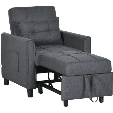 HOMCOM-Stoelbed - Polyester - 82x69x85cm - Grijs – afbeelding 2