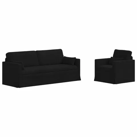 vidaXL Ensemble de Canapés 2 pc Noir tissu – 374706 – image 2