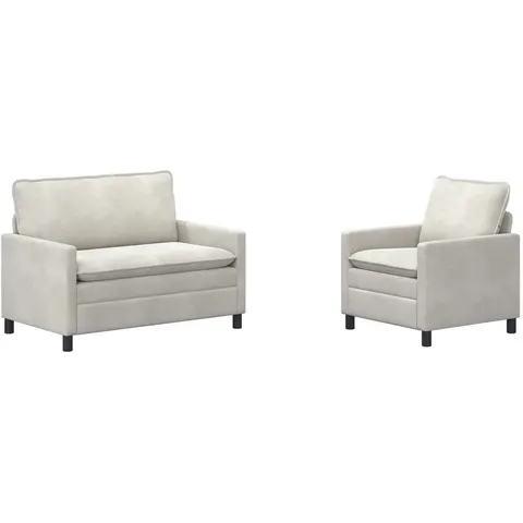 vidaXL Ensemble de Canapés 2 pc Crème Velours – 593237 – image 2