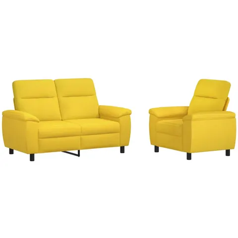 vidaXL Ensemble de Canapés 2 pcs Jaune clair Tissu – 296195 – image 2