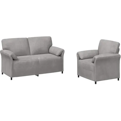 vidaXL Ensemble de Canapés 2 pc Gris clair Velours – 776760 – image 2