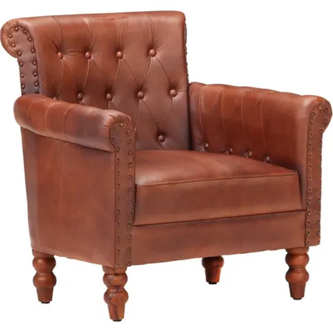 vidaXL Fauteuil Marron Cuir de chèvre véritable – image 2