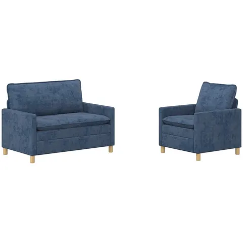 vidaXL Ensemble de Canapés 2 pc Bleu Polyester – 593428 – image 2