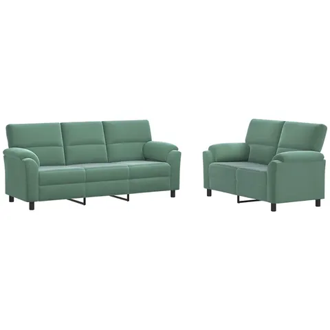 vidaXL Ensemble de Canapés 2 pcs Vert Mer Velours – 295365 – image 2