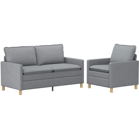vidaXL Ensemble de Canapés 2 pc Gris clair Tissu – 593503 – image 2