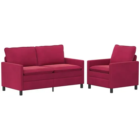 vidaXL Ensemble de Canapés 2 pc Bordeaux Velours – 593626 – image 2