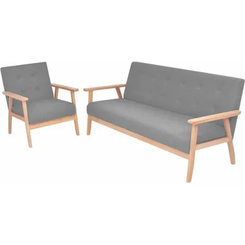 vidaXL Ensemble de canapés 2 pcs Tissu Gris clair – 606031 – image 2