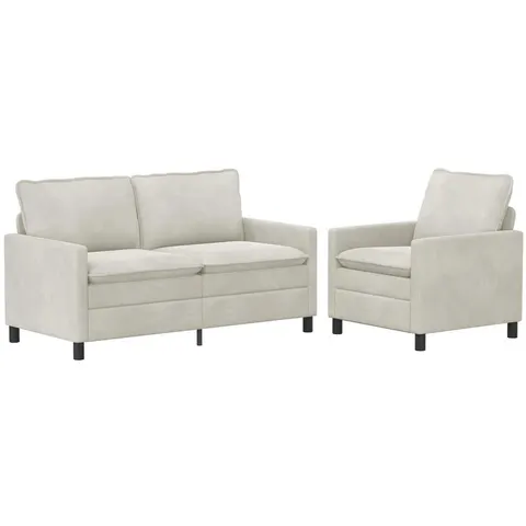 vidaXL Ensemble de Canapés 2 pc Crème Velours – 593657 – image 2