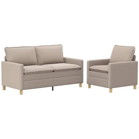 vidaXL Ensemble de Canapés 2 pc Gris clair Tissu – 593688 – image 2